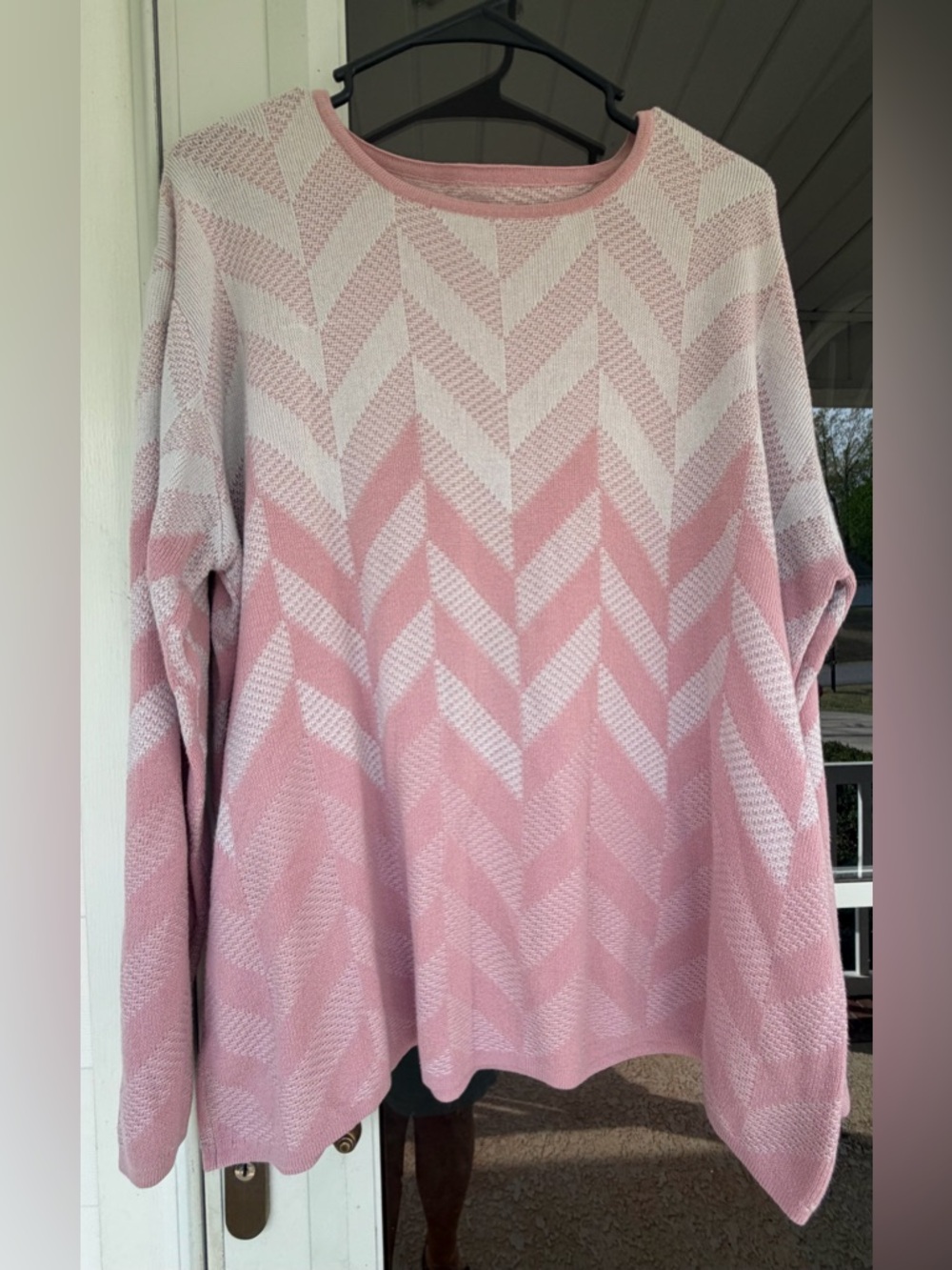 Women’s Pink Chevron Crewneck Sweater
